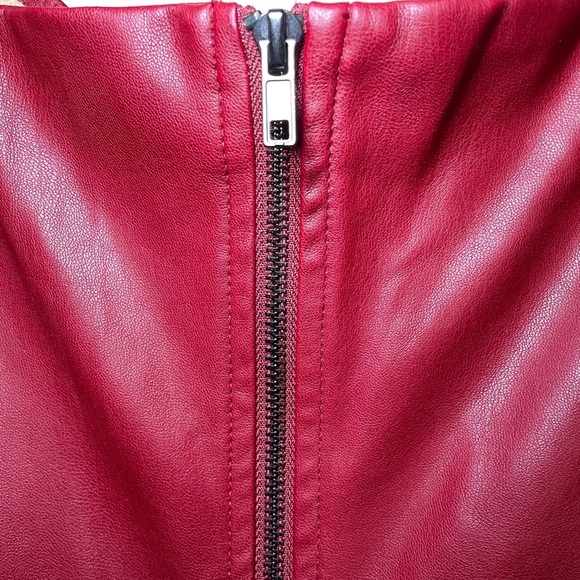Kendall & Kylie maroon vegan leather mini dress sz 4/6 - Picture 3 of 11